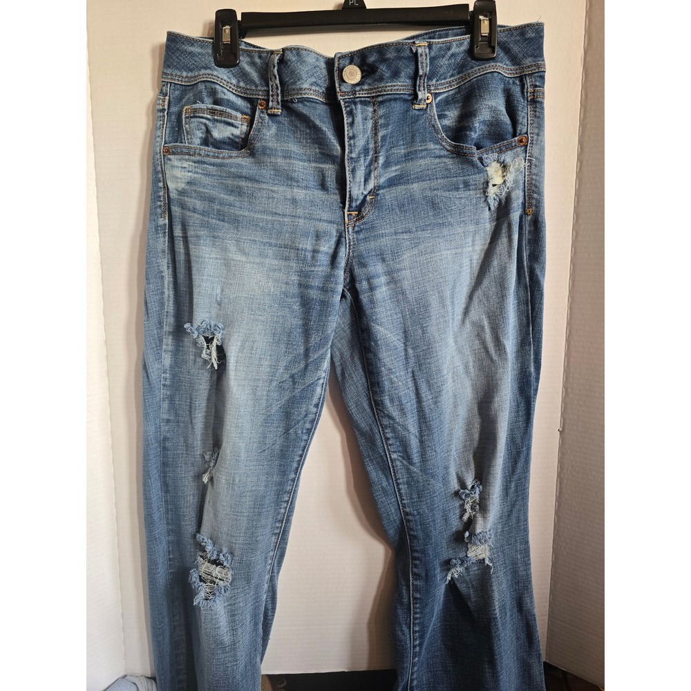 American Eagle Kick Boot Distressed Sequined Pocket Jeans - Size 14 Regular